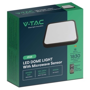 PLAFONIERA LED 18W IP44 CU SENZOR 4000K ALB NEUTRU - NEGRU - Img 5