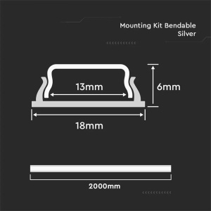 PROFIL ALUMINIU PENTRU BANDA LED FLEXIBIL 2M 18MM X 6MM - Img 4