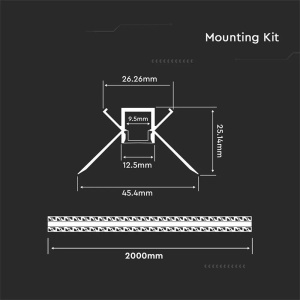 PROFIL ALUMINIU PENTRU BANDA LED MONTAJ RIGIPS COLT INTERIOR 2M MAT - Img 4