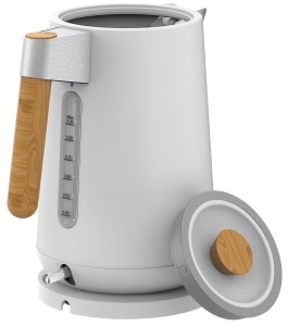RESIGILAT - Fierbator electric ECG RK 1768 Strix Timber White, 1.7 litri, 2200 W, pereti dubli, otel inoxidabil si elemente din lemn, alb - Img 5