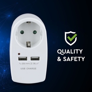 ADAPTOR PRIZA 16A 3680W + 2USB 2.1A, ALB - Img 5