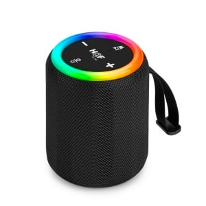 Boxa portabila Bluetooth GU-192, 10 W, FM, Stereo, Li-Ion / 1200 mAh, rezistenta la apa, iluminare colorata LED, negru