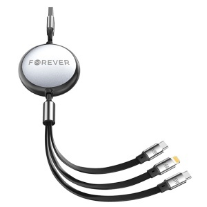 CABLU 3IN1 USB - LIGHTNING + 2 X USB-C 1.2M - NEGRU - Img 4