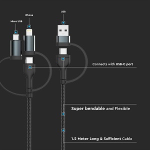 CABLU 5IN1 TIP C - MICROUSB - USB - LIGHTNING 1.2M - Img 6