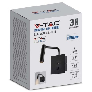 LAMPA LED PERETE 3W 3000K - NEGRU - Img 7