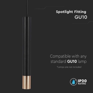 PENDUL CU SOCLU GU10 60X500MM - NEGRU/AURIU - Img 6