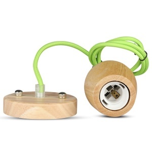 PENDUL TAVAN SOCLU E27 LEMN - VERDE - Img 4