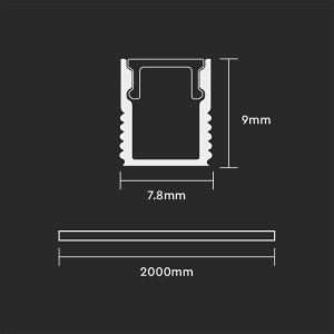 PROFIL ALUMINIU PENTRU BANDA LED 2M 7.8MM X 9MM - Img 3