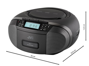 Radiocasetofon stereo cu CD JVC RC-E444B, 4W RMS, Bluetooth, USB, afisaj LCD, ceas, negru - Img 2