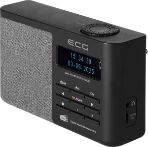 Resigilat - Radio portabil ECG RD 250 DAB Black, FM/DAB/DAB+, 1.8 W, Bluetooth 5.3, baterie reincarcabila Li-Ion 3.7 V / 1900 mAh, ceas desteptator, negru - Img 2