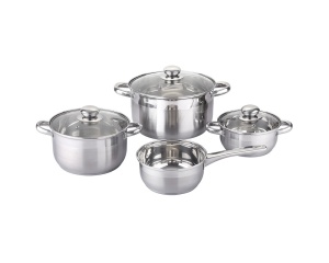 Set vase de gatit Michelino, 7 piese, otel inoxidabil, inductie, argintiu - Img 1