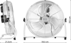 Ventilator de podea ECG FF 45 Ventus, 45 cm, 100 W, 3 viteze, otel inoxidabil - Img 7