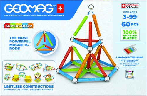 Set de constructie Geomag 384, Supercolor 60 piese