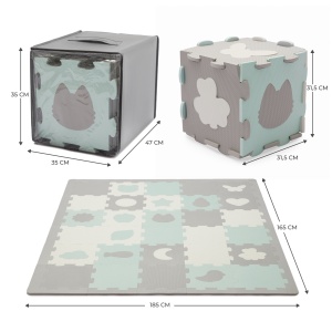 Covoras de joaca kinderkraft luno shapes, puzzle 3d, spuma, mint - Img 7