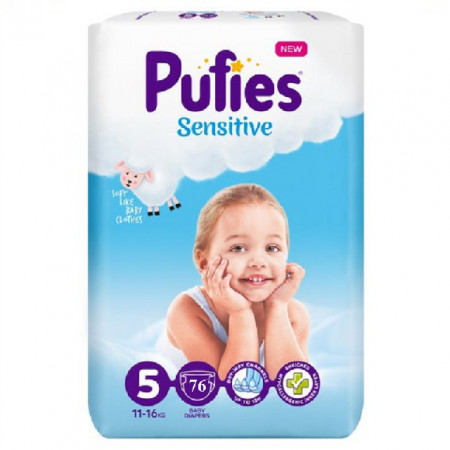 Scutece Pufies Sensitive Nr.5, 11-16kg, 76 buc