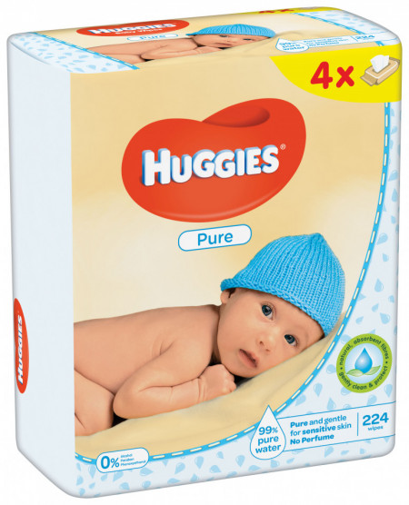 Servetele umede Huggies Pure, Quad, 4x56 buc