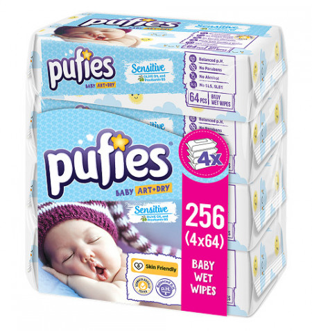 Servetele Umede PUFIES Sensitive, 4x64 buc