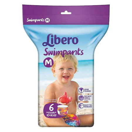 Scutece inot Libero Swimpants, Medium, 10-16kg, 6 buc