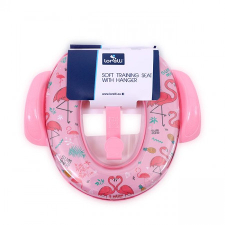 Reductor moale pentru toaleta, cu manere, Lorelli, Pink Flamingo