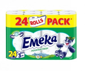 Hartie igienica Emeka Mountain Fresh, 3 straturi, 24 role