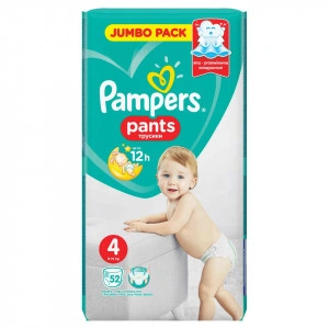 Scutece-chilotel Pampers Pants, Nr. 4, 9-15 kg, Jumbo Pack 52 buc