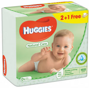 Servetele umede Huggies Natural Care, 2+1, 3x56 buc