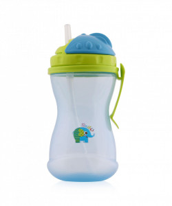 Cana sport anticurgere cu toarte si pai 400 ml, albastru