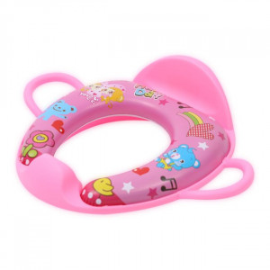 Reductor moale pentru toaleta, cu manere si spatar, Lorelli, Pink Heart