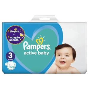 Scutece Pampers Active Baby 3, 6-10kg, Giant Pack+ 104 buc