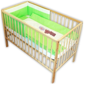 Lenjerie patut cu broderie Hubners Ursuletul Florar, 4 piese, verde - Img 1