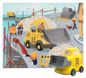 Puzzle din lemn - Buldozer - Img 3