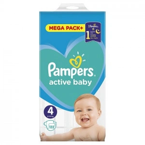 Scutece Pampers Active Baby, Nr.4, 9-14 kg, Mega Box 132 buc