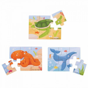 Set 3 puzzle din lemn - Lumea acvatica - BigJigs - Img 2