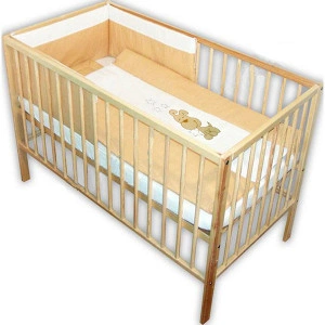 Lenjerie patut cu broderie Hubners Catelusul Vesel, 4 piese, crem