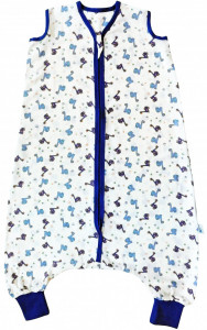 Sac de dormit cu picioruse Bamboo Blue Dinosaurs 2-3 ani 0.5 Tog