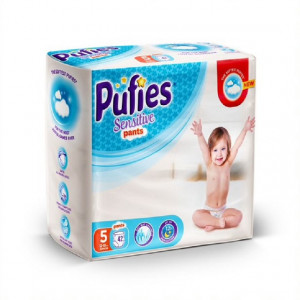 Scutece-Chilotel Pufies Sensitive Pants Junior, Nr.5, 12-18 Kg, 42 buc