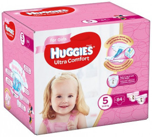 Scutece Huggies Ultra Confort BOX 5, Fete, 12-22 kg, 84 buc
