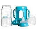 Biberon 3-6 luni din Sticla 200 ml Gat Larg cu Protectie Plastic U-GROW A-1010 - Img 3