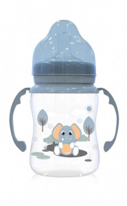 Biberon cu gat larg si manere 250 ml, albastru