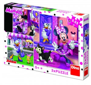 Puzzle 3 in 1 - O zi cu Minnie - 55 piese