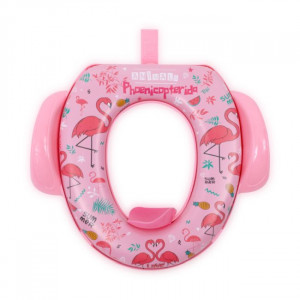 Reductor moale pentru toaleta, cu manere, Lorelli, Pink Flamingo - Img 2