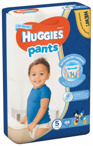 Scutece-chilotel Huggies Mega Pack, Nr.5, Baieti, 12-17 kg, 44 buc