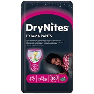 Scutece-chilotel pentru noapte Huggies DryNites 4-7 ani, Fete, 17-30 kg, 10 buc