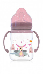 Biberon cu gat larg si manere 250 ml, roz