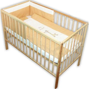 Lenjerie patut cu broderie Hubners Girafa, 4 piese, crem