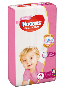 Scutece Huggies Ultra Confort Mega Pack 4, Fete, 8-14 kg, 66 buc