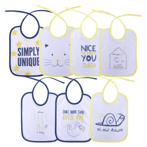 Set 7 bavete, bumbac ambele fete, 20x25,5 cm, unisex