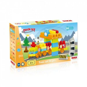 Set de constructii cu trenulet - 58 piese
