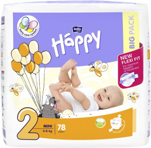 Happy Mini 2 Big Pack, 3-6 kg, 78 buc