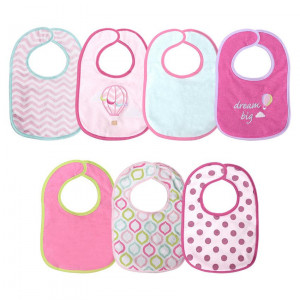 Set 7 bavete, bumbac si peva, 30x19 cm, fetite
